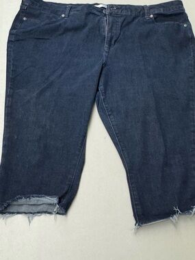LC Lauren Conrad Dark Blue Plus Size Womens Denim Cutoff Pants Capri Jean Shorts